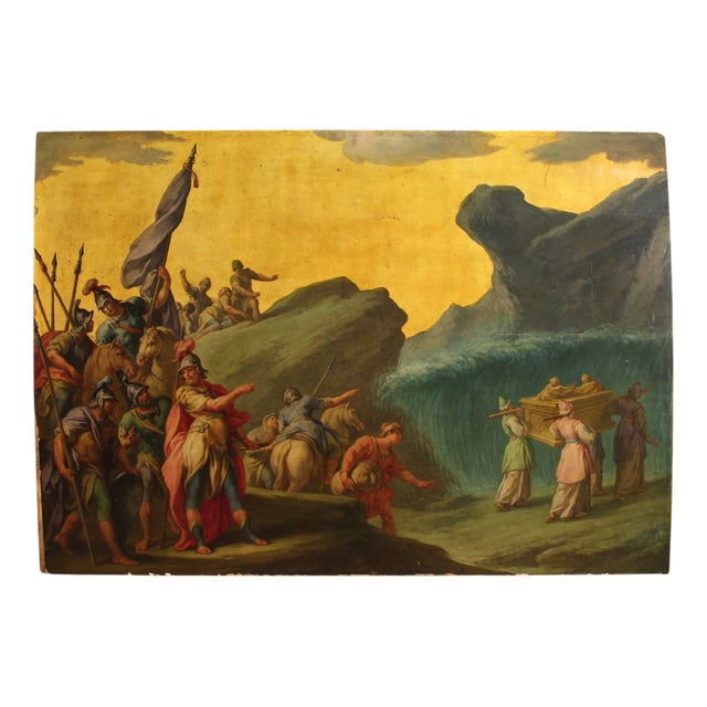 Italian Artist, The Crossing of the Jordan with the Ark of the Covenant, 1770, Oil on Panel For Sale