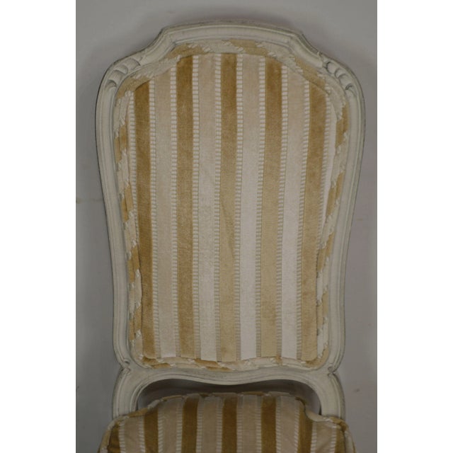 White French Louis XV Style Vintage Painted Petite Slipper Side Chairs - a Pair For Sale - Image 8 of 13