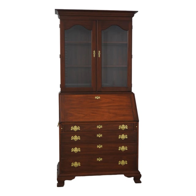 Henkel Harris Cherry Chippendale Style Secretary Desk For Sale