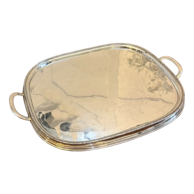 Antique Victorian Silver Plated Drinks Serving Tray with Handles, 1880 For Sale