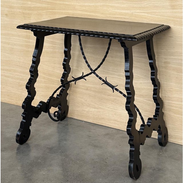 Antique Spanish Baroque Side Table with Lyre Legs, 1890s For Sale - Image 5 of 11
