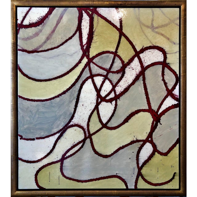 Jonathan Feldschuh, Large Abstract Mixed Media Lacquer Painting Stealthy Glow Scientific Abstraction, 1999 For Sale - Image 10 of 10