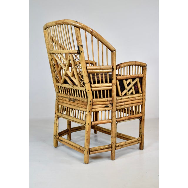 Mid-20th Century Coastal Brighton Pavilion Bamboo and Cane Accent Chair For Sale In Philadelphia - Image 6 of 12