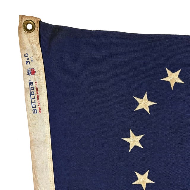 Vintage Cotton Betsy Ross American Flag With Embroidered Stars For Sale In Los Angeles - Image 6 of 7