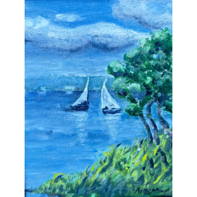 Sailing takes me away to where I'm going.... With this original painting of two sailboats gliding under a big blue sky you...