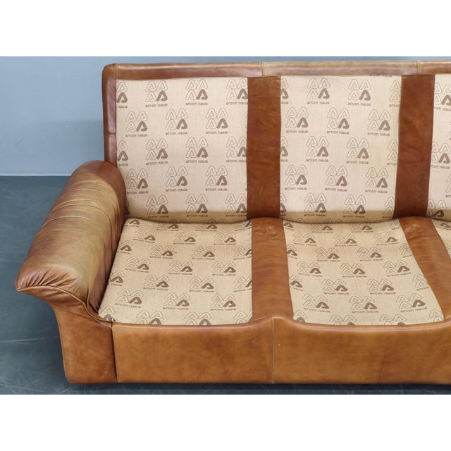 Cognac Buffalo Leather 3-Seater Sofa from Arcon Italia,1970s For Sale - Image 13 of 18