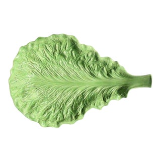 Hollywood Regency Ceramic Lettuce Ware Serving Platter After Dodie Thayer For Sale