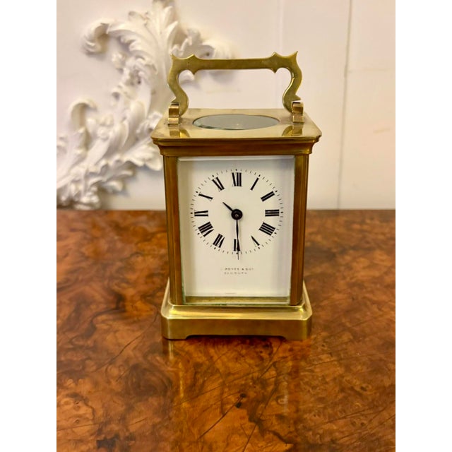 Antique French Brass Carriage 8 Day Movement Clock, 1900s For Sale - Image 6 of 6