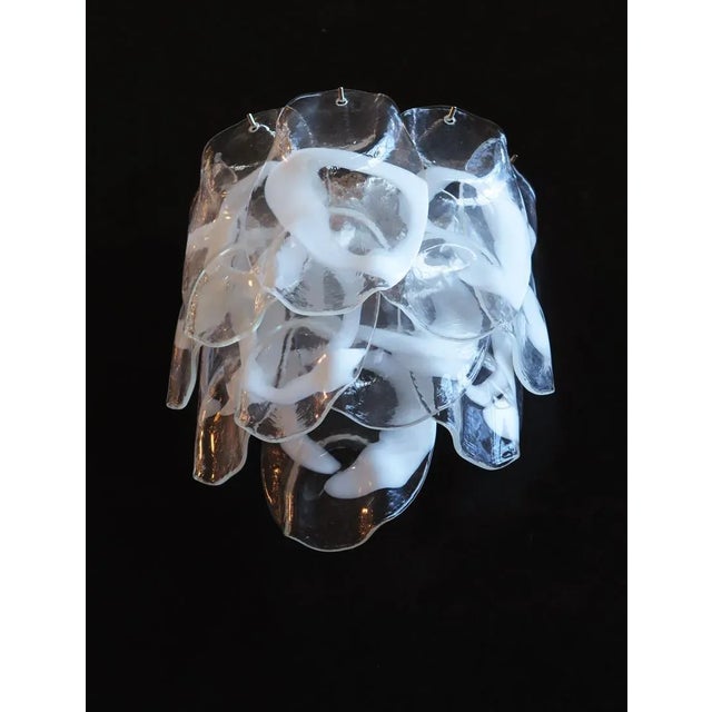 Mid-Century Modern Murano 10 White Lattimo Glass Sconces - a Pair For Sale - Image 3 of 8