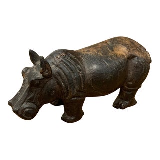 Vintage Carved Stone Hippopotamus Sculpture For Sale