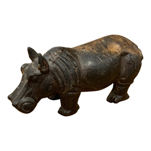 Vintage Carved Stone Hippopotamus Sculpture
