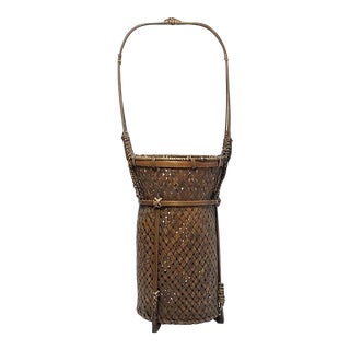 Taishō Era 1910’s Hanakago Ikebana Wooden Wickerwork Woven Flower Basket For Sale