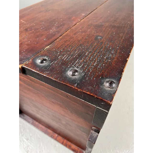 Brown Japanese Box with Metal Studs, 1930 For Sale - Image 8 of 11