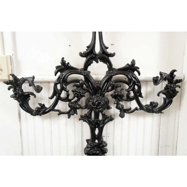 Mid 19th Century 19th Century Black Painted Cast Iron Hall Tree For Sale - Image 5 of 9