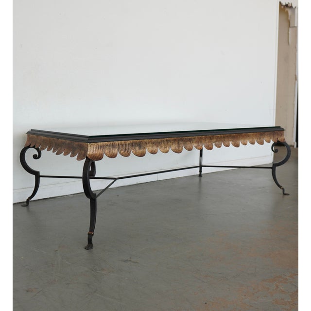 Minton-Spidell Vintage Minton-Spidell Scalloped Gilt & Iron Coffee Table For Sale - Image 4 of 12