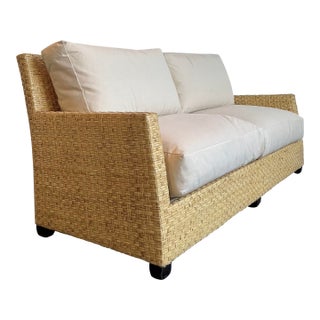Vintage McGuire Woven Rattan Sofa For Sale