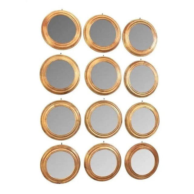 Set of 12 Vintage Round Gilt Italian Mirrors For Sale - Image 16 of 17