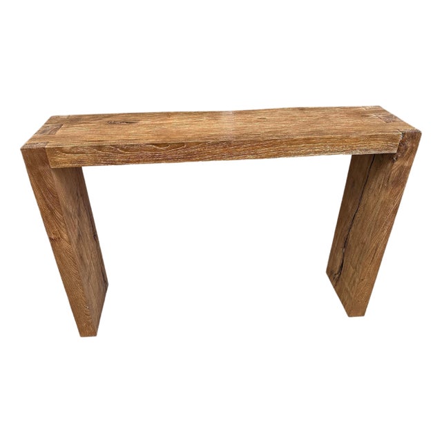 Andrianna Shamaris Minimalist Reclaimed Teak Wood Console Table For Sale
