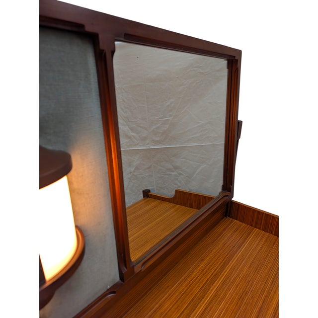 1950s Vintage 3V Dressing Table with Tilting Mirror and Integrated Lamp, 1950s For Sale - Image 5 of 17