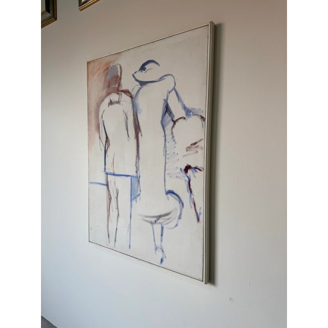 Mid-Century Modern 1980’s Vintage Expressionist-Style " Couple in Motion" Abstract Acrylic on Canvas Painting For Sale - Image 3 of 11