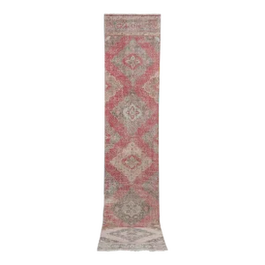 1960s Traditional Turkish Hand Knotted Vintage Long Runner Rug - Stair Carpet 2'8'' X 13'3''
