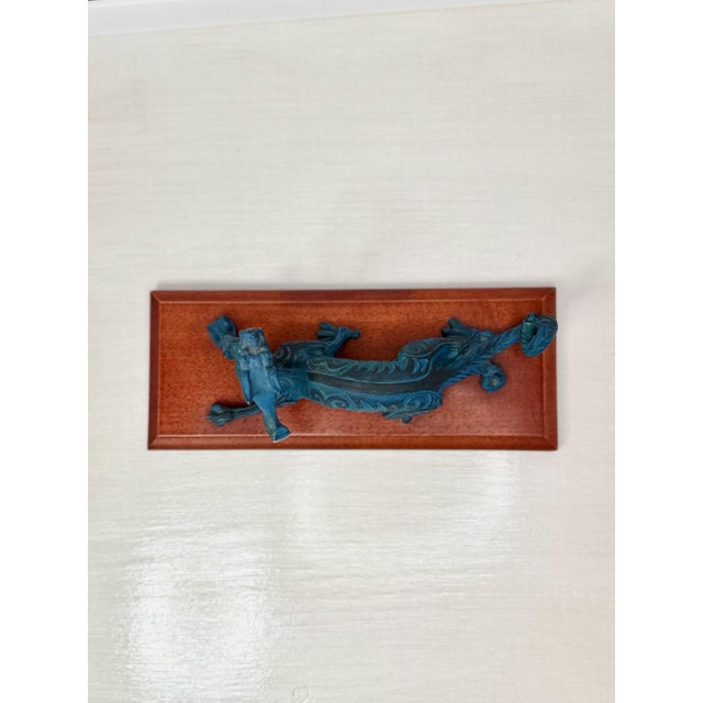 Contemporary Brass Chilong Dragon Sculpture on Hardwood Base For Sale - Image 4 of 8