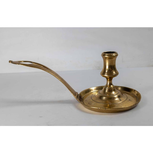18th Century French or Flemish Brass Frying Pan Skillet Chamber Candlestick For Sale In New York - Image 6 of 14