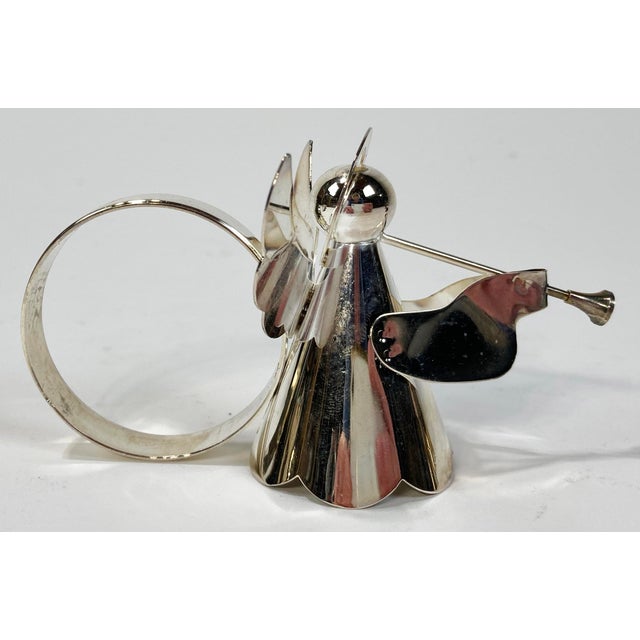 Silver Late 20th Century Silverplate Angel Napkin Rings, Set of 5 For Sale - Image 8 of 9