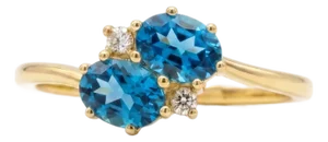 Twin Swiss Blue Topaz Ring | Modern Toi Et Moi Handmade Ring Us 7