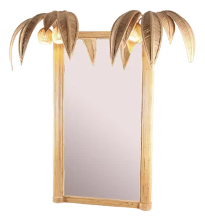 Large Rattan Coconut Mirror, 1990s