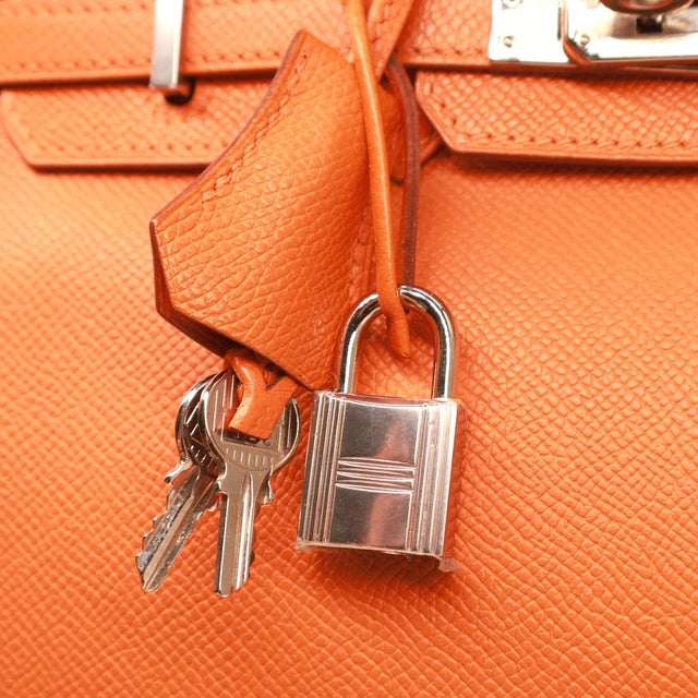 Hermès "Orange H" Epsom Leather 25cm Birkin Bag With Palladium Hardware, 2007. For Sale - Image 11 of 14