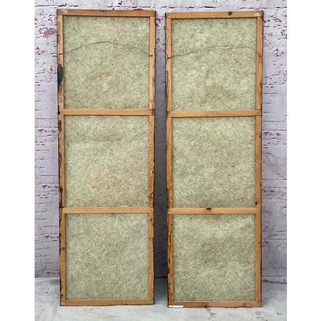 Italian Painted and Tooled Leather Panels a Pair For Sale - Image 12 of 12