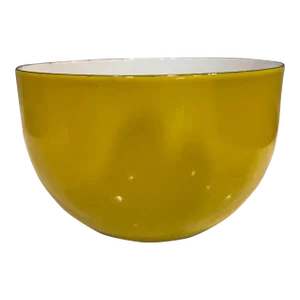 Scandinavian Modern Yellow Enamel Serving Mixing Bowl