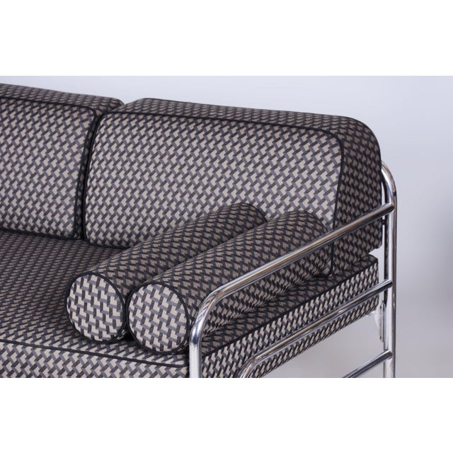 Bauhaus Sofa in Chrome & Upholstery attributed to Mücke-Melder, Czech, 1930s For Sale - Image 6 of 17