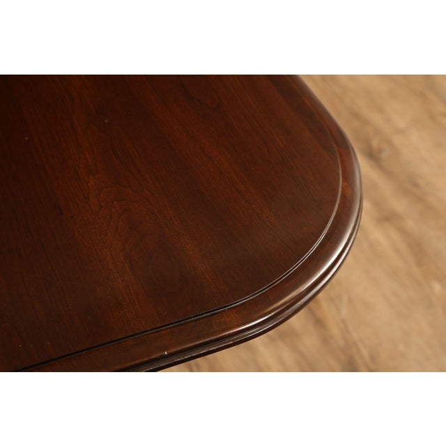 Brown Ethan Allen Georgian Court Queen Anne Style Double Pedestal Cherry Dining Table For Sale - Image 8 of 18