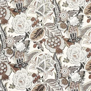 Schumacher Zanzibar Linen Print Fabric in Ebony & Mocha