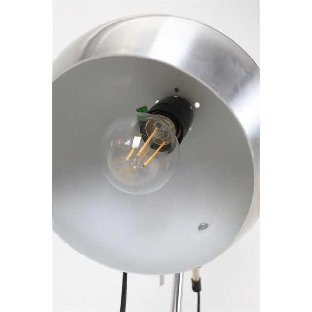 1960s-1970s, denmark. Brushed aluminum, steel, bakelite. With new wiring, switches (design: achille castiglioni), and euro...