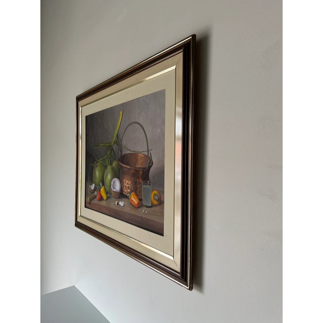 1980's M. C. Meirelles Impressionist Still Life Oil Painting on Canvas, Framed For Sale - Image 4 of 13