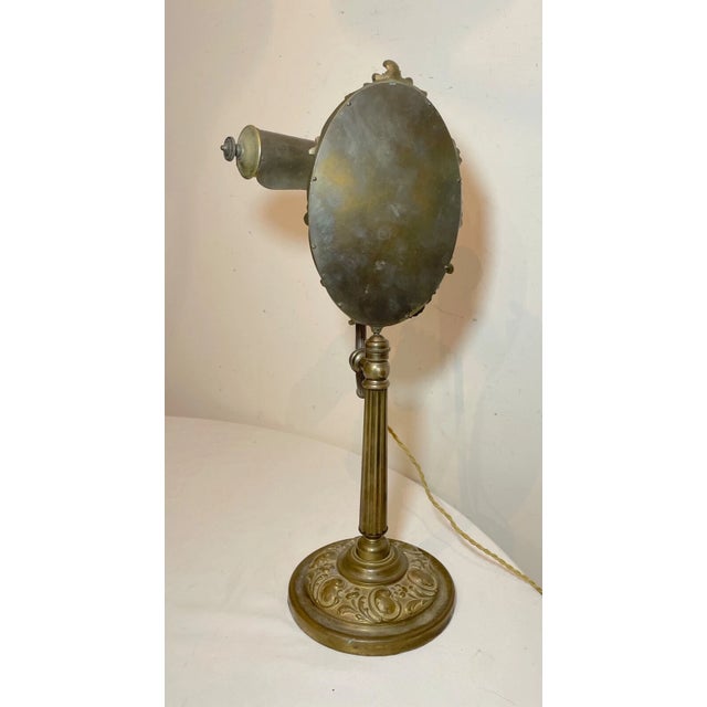 Metal Rare Antique Ornate Dépose Brass Adjustable Vanity Mirror Desk Lamp Combo For Sale - Image 7 of 12