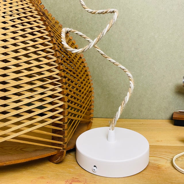 Large Portuguese Rustic Wood and Rattan Hanging Lamp, 1960s For Sale - Image 9 of 15