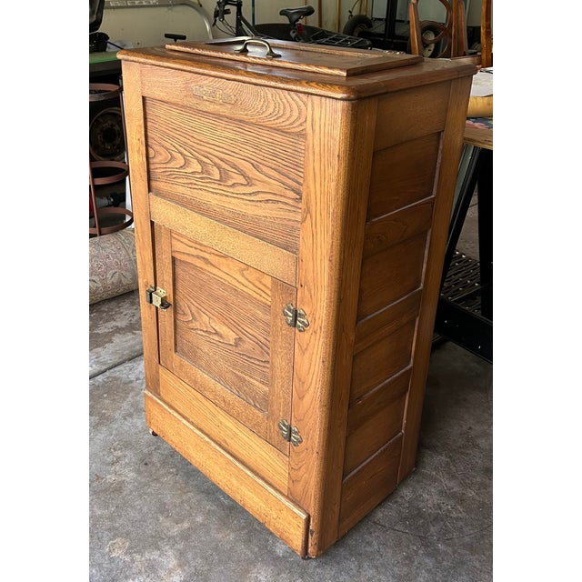 American Antique Oak Ice Box Vintage Cabinet Cupboard For Sale - Image 3 of 4