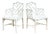 Vintage White Faux Bamboo Chinese Chippendale Arm Chairs, a Pair For Sale