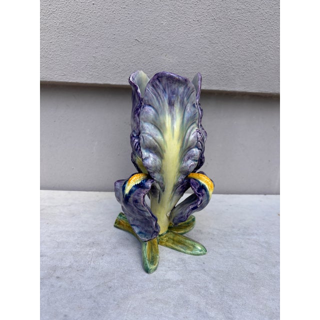 Art Nouveau Majolica Iris Vase Massier, Circa 1880 For Sale - Image 3 of 9
