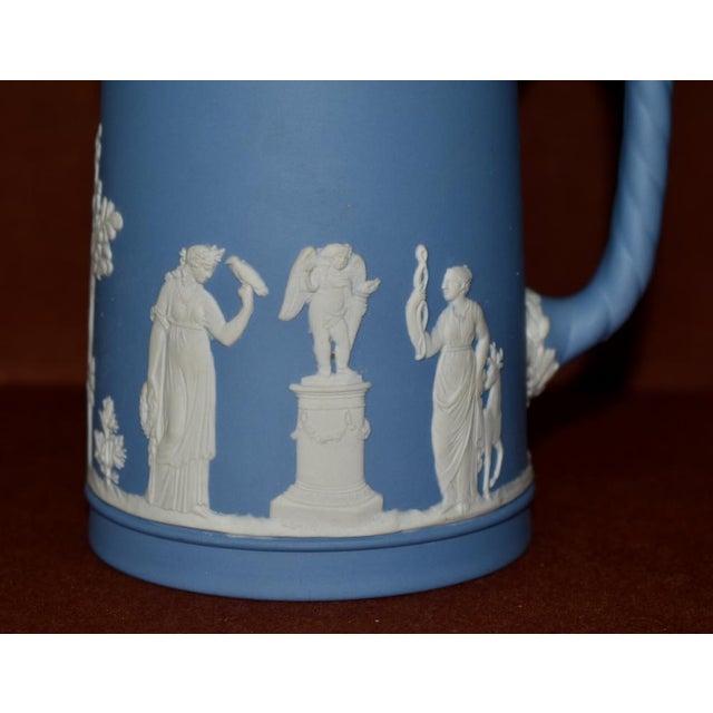 Vintage Wedgwood England Portland Jasperware Grape Pitcher Blue & White For Sale - Image 13 of 13