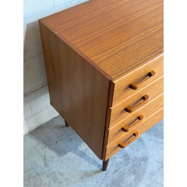 Brown Danish Teak 4-Drawer Dresser Compact Mid-Century Modern Chest of Drawers 1960s For Sale - Image 8 of 10