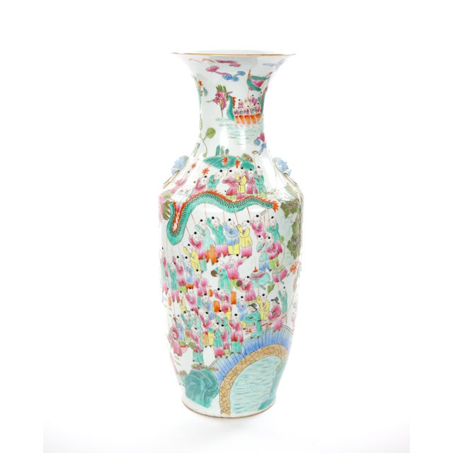 Early 20th Century Chinese Export Famille Rose “100 Boys” Porcelain Floor Vase For Sale - Image 4 of 14