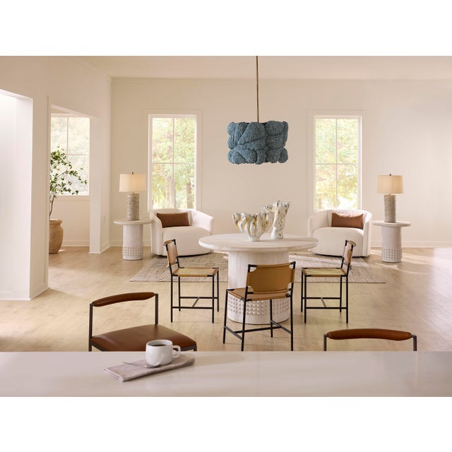 2020s Studded Bistro Dining Table, White Washed Wood For Sale - Image 5 of 6