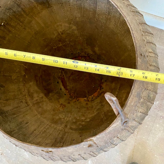 20th Century Steel Riveted Indian Grain Scale Vessel or Pot For Sale - Image 12 of 17