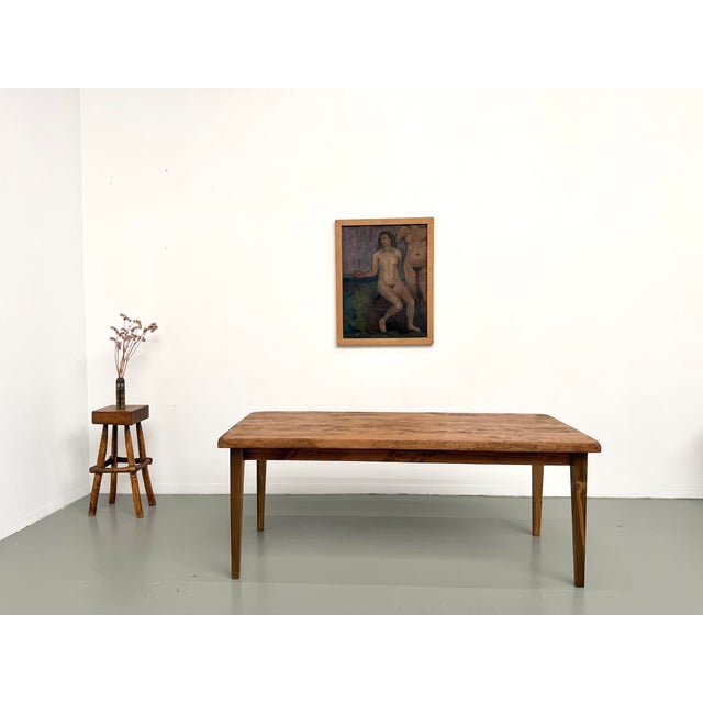 Vintage Poplar Farmhouse Table, 1970s For Sale - Image 16 of 18