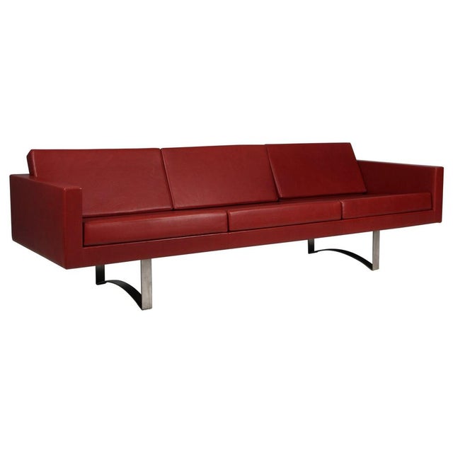 Model 57 Sofa in Black Leather and Steel attributed to Bodil Kjær, 1960s For Sale - Image 9 of 9
